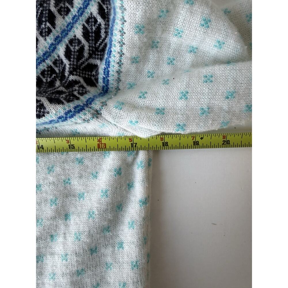 Talbots Sweater Womens M Fair Isle Pullover White Blue Lambs Wool Blend Jumper - Picture 5 of 7